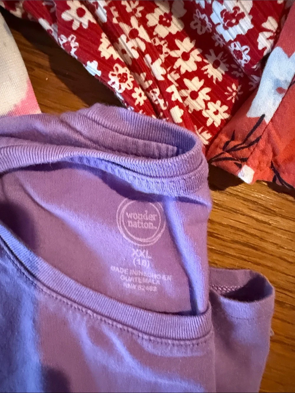 Girls Assorted Short Sleeve Tops Red, Lavender, Purple, Peach. Multiple brands.